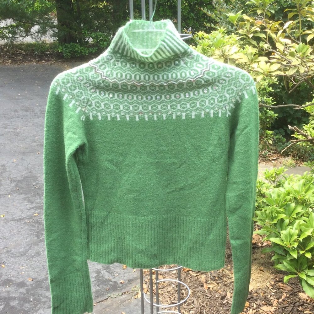 Cristal Sequin on White Turtle Neck Sweater